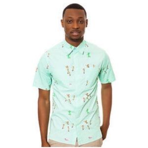 ALTAMONT Skatebirds Mint Short Sleeve Button Down Shirt